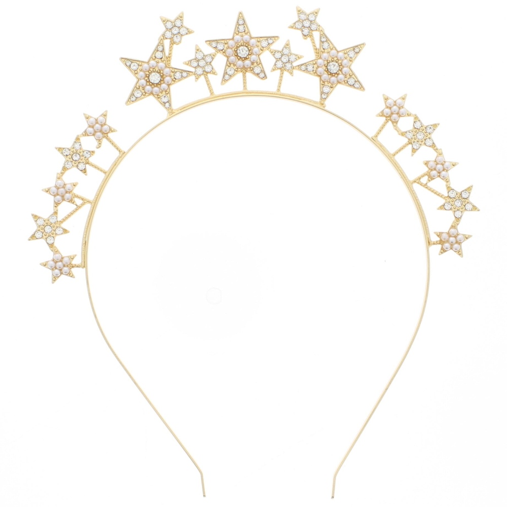 Zac's Alter Ego - Diamante Stone & Pearl Star Costume Headband - Gold coloured